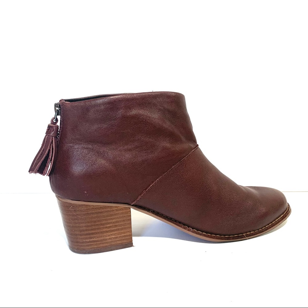 Toms Leila Heel Fringe Tassel Oxblood Ankle Bootie